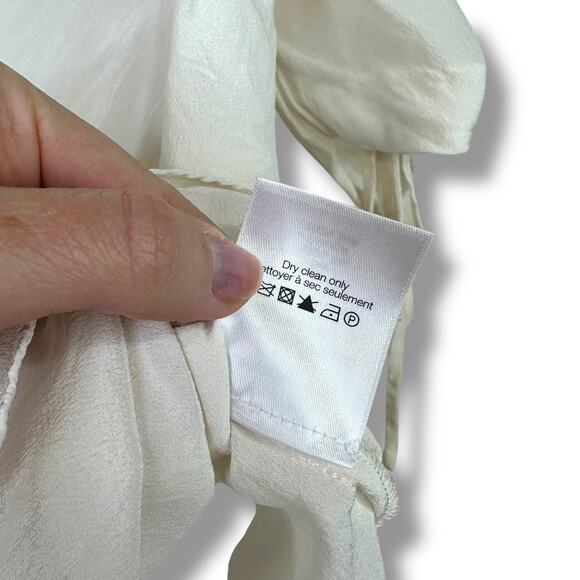 Veronica Beard Carmine Off-White Silk Button Front Ruched Sleeves Blouse Size 4 - Picture 9 of 10